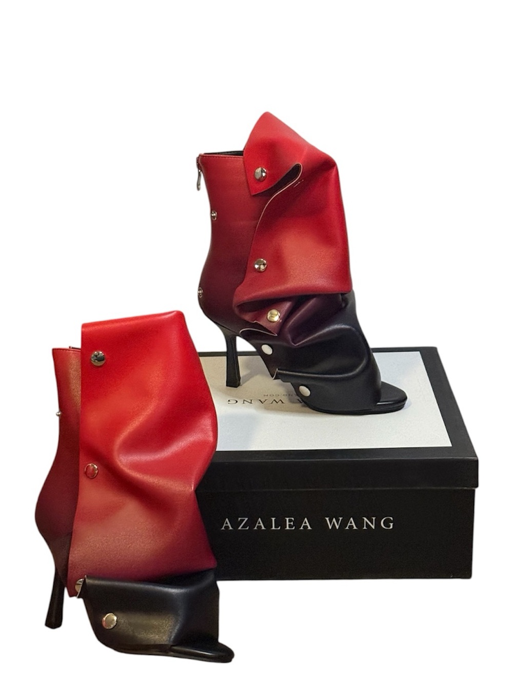 Azalea Wang Y2K Avant-grade Birdsong red ombré open toe stiletto bootie size 6
